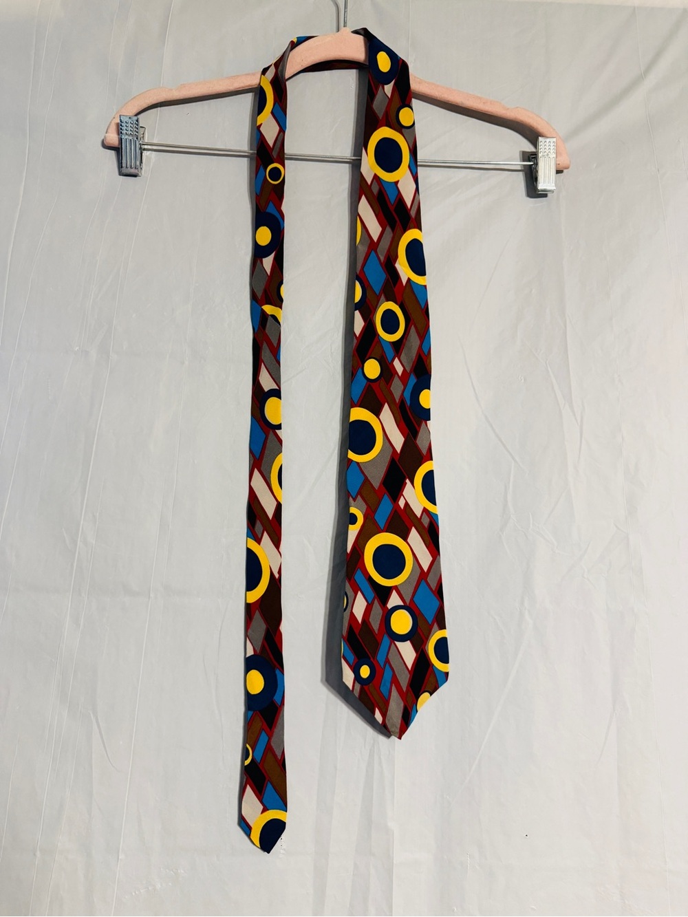 Perry Ellis Portfolio Men’s Necktie Abstract Geometric Multicolor Silk Tie
